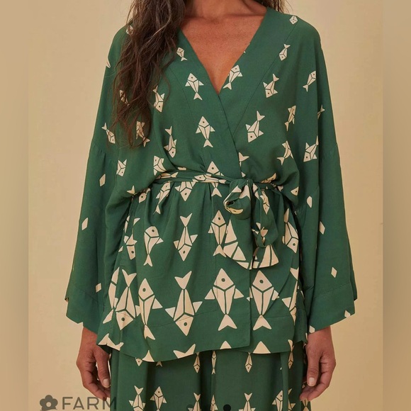 Farm Rio Fish Design flowy Kimono top - Picture 4 of 10